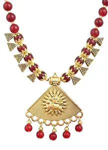 Maroon Oxidised Necklace for Women – Triangle Ganesh Design with Traditional Elegance
