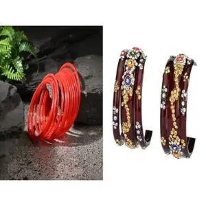 Somil Elegant Combo Bangles For Women & Girls | Stylish Bangles Set For Everyday & Functions, Pack Of 18, Red, Maroon -B179