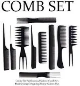 Bro Flame Salon Hair Styling Comb Set, (PACK OF 10 IN 1)