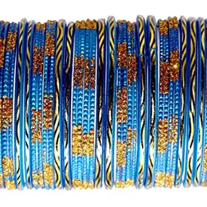 GLASS EMPIRE GLASS BAADSHA GLASS BANGLES SET FOR WOMEN OR GIRLS (2.6, SKY-BLUE)