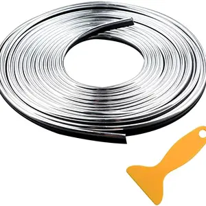 Aksmit Silver Chrome Interior Decoration Beading, PVC Moulding Trim Strip (5 Meters) for Mahindra S204