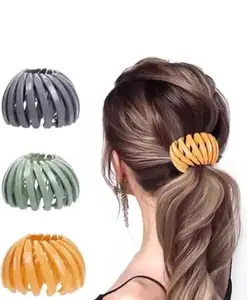 AMAZBIRD Hair Clip Ponytail Holder Clip Vintage Geometric Hair Loops Ponytail Hairpin Bun Maker Hair Styling Tool Claw Hair Clips for Woman Girls Hair Accessories Ponytail Holder 4_PACK