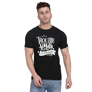 ALLEN BLACK Men's Round Neck T-Shirt, (GU_ XXL_5755_BZR) Navy