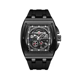 Giordano Sqaure Analog Casual Sporty Watch for Men – Mechanical-Inspired Dial, Date Display, Quartz Movement and Comfortable Silicone Strap