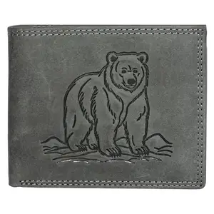 Sassora Premium Leather Embossed Pattern Design RFID Large Wallet for Men (Grey)