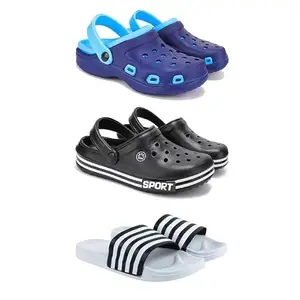 WINGSCRAFT Lightweight Classic Clogs || Sandals with Slider for Men-Combo(3)-3019-3014-3026-9 White-5597