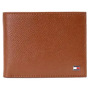 Tommy Hilfiger Chase Leather Passcase Wallet for Men - Tan, 12 Card Slots