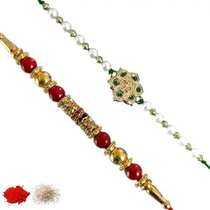 Rakhi set of 2, Rakhiya, Rakhi combo,with roli and chawal packet 623