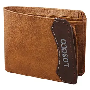 Loscco Men's Tan Artificial Leather Formal Regular Wallet