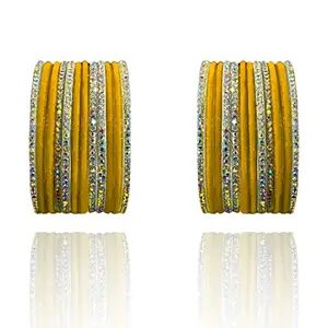 BANGLESKART Glass Bangle Set for Girl's and Women's (1 Pair) Yellow