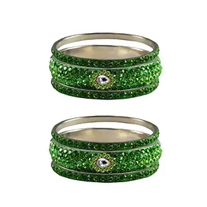 MAYA FASHION Green stone Stud Brass Bangle Elegant Extra Large Size Bangle | Perfect Fit for Plus Size banglesTrendy and Comfortable Fit for woman and girls | (Sku-ban4426)