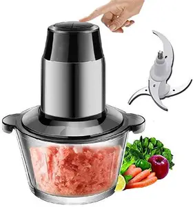 Delavala Stainless Steel and Glass Electric Meat Grinders with Bowl for Kitchen Food Chopper Meat Vegetables Onion Slicer Garlic Slicer Dicer Fruit and Nuts Blender price in India.