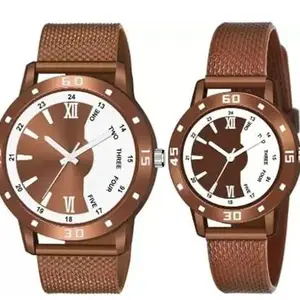 Stylish Watch Brown Two Color Couple PU Men and Women Watch|Style -3252| for Casual wear and Daily wear