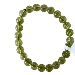 Crystal by Gaia Peridot Bracelet Natural Round Beads 8 mm Green Healing for Men, Women, Boys, Girls