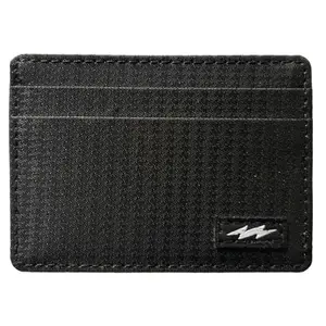 SUPERVEK Minimal Black Card Holder Wallet – Durable Woven Texture, Multiple Card Slots & Central Expandable Cash Slot, Minimalist Thunder Patch Design