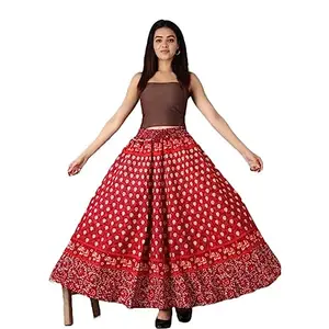 Payuri Fashion Women's Combo Jaipuri Maxi Skirt, Sanganeri Print, Rajasthani Jaipuri Traditional Long Fashion Skirts. Maroon