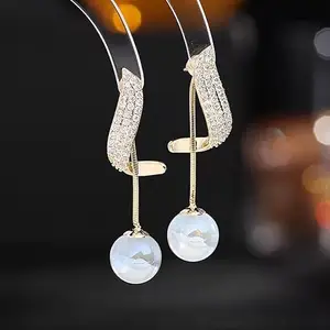 Earrings Pearl For Women Pearl Bright Personality Shinning Pearl Alloy Earring Alloy Drops & Danglers
