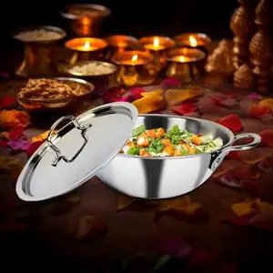 SAVYA HOME Triply Stainless Steel Kadai with Lid | 20 cm Diameter | 1.6 L Capacity | Stove & Induction Cookware | Heat Surround Cooking | Triply Stainless Steel cookware with lid price in India.