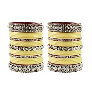 MAYA FASHION Cream Stone Acrylic Bangle Elegant Extra Large Size Bangle | Perfect Fit for Plus Size banglesTrendy and Comfortable Fit for woman and girls | (Sku-ban1674)