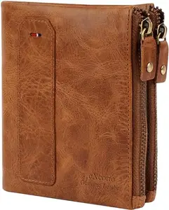eXcorio Genuine Leather Formal 8 Card Slots Solid Wallet for Men (Tan, 10X12Cm) Conta