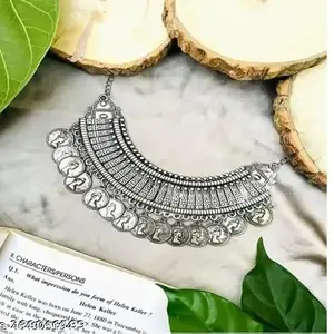 Jewellery Adda Oxidised Round Chain Pendant Long Necklace For Girls and women's Design_66