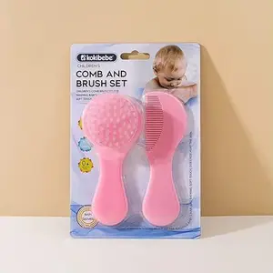 Pretty Pearls Sales Children's Comb and Brush Set, Pink and Blue, Soft Touch Baby Hair Care, 2-Piece Set with Gentle Bristles for Newborns and Infants