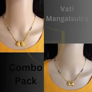 2 pcs combo Pack Ethnic Gold Jewelry's Mangalsutra Pendant Tanmaniya(18 Inch) Brass Mangalsutra hA_143&144
