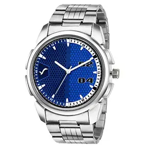 WRIGHTRACK Exclusive Quartz Movement Stainless Steel Strap Blue Dial Analogue Men's and Boy's Wrist Watch (WT14)
