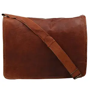 ZNT BAGS Leather Full Flap Messenger Handmade Bag Laptop Bag Padded Messenger School Bag 13X10X4 Inches