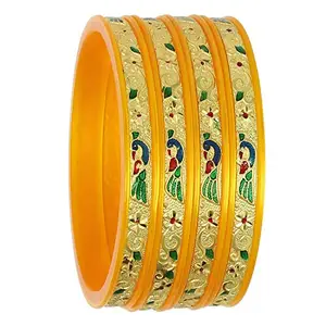 Joies Fashion's Micro Plating Gold Plated Bangles Set (Pack of 4 Bangles) (2.8)