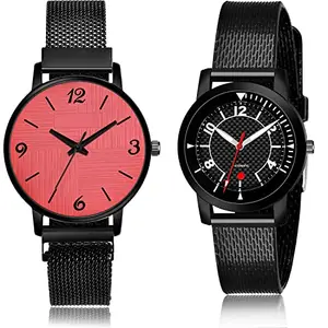 NEUTRON Fashion Analog Red and Black Color Dial Women Watch - GM226-(66-L-10) (Pack of 2)