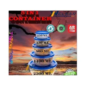 Kitchen Container |250+450+800+1400+2500 ml| Stackable Refrigerator Organizer for Fresh Food Storage | BPA-Free Kitchen Solution|Design - 4907 for Home and Kitchen