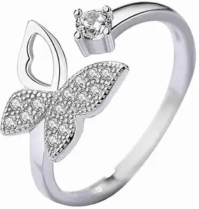 Silver Butterfly Ring with Crystals, Minimalist Design, Quality Material