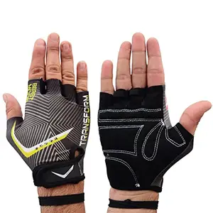 vickytransform Vicky Transform Star Gym Gloves Non-Slip Wrist Support Full Palm Protection Weightlifting Training Fitness for Men & Boys (Grey/Black) (S, All-Season)