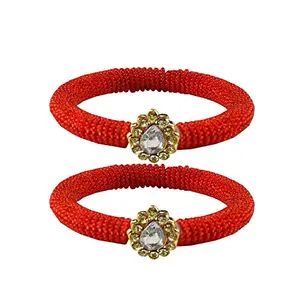 MAYA FASHION Red Stone Brass Bangle With Very Extra Large Size Elegant Extra Large Size Bangle | Perfect Fit for Plus Size banglesTrendy and Comfortable Fit for woman and girls | (Sku-ban2125)