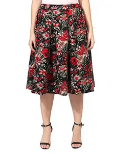 Generic Mannat Diva Floral Print Mid Calf Length Women Panel Polyester Skirt IBPNL-2010a - Copy (XXL) Multicolour