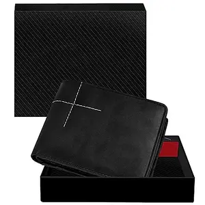 DUQUE Men's EleganceGent Made from Genuine Leather Luxury, Style, and Functionality Combined Wallet (JAC-WL40-Black)