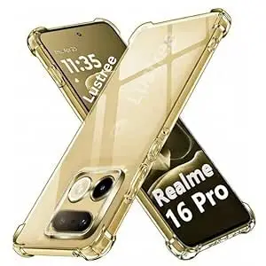 Lustree Realme 16 pro 5G Back Cover Transparent Case | Clear TPU Shockproof Case with Four Corner Protection & Raised Camera Guard | Slim Protective Mobile Phone Cover for Realme 16 pro