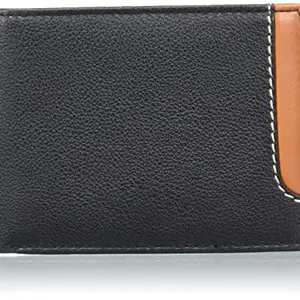 Tamanna Men Black, Tan Genuine Leather Wallet (4 Card Slots) (LWM124)