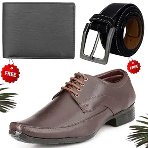 Latest Trendy Formal Shoes/Party Shoes/Shoes Combo with Free Wallet & Belt for Men and Boys (BAZAAR4872_VTOR-BLK-1005) Multicolor