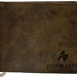 pocket bazar Men's Wallet Brown Color Artificial Leather Wallet