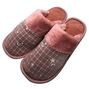 Joda Ghar Warm fur Winter bedroom slipper for women, R Bold Carpet_Pink-41 (UK SIZE-6.5)