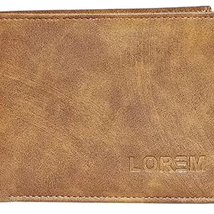 Lorem Orange Removable Card Holder Bi-Fold Faux Leather 12 ATM Card Slots Wallet for Men WL13