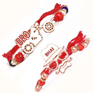 Beingelegant - Rose Gold Plated Combo of CHOTA BHAI & Swag BRO for Brother with Roli Chawal and RakshaBandhan Greeting Card