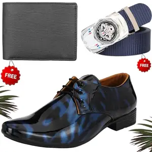 Stylish Formal Shoes/Party Shoes/Shoes Combo with Free Wallet & Belt for Men and Boys (BAZAAR4028_VTOR-BLK-101) Multicolor