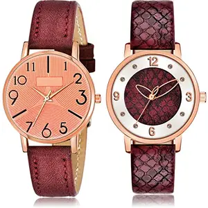 NEUTRON Formal Analog Orange and Red Color Dial Women Watch - GW53-GM364 (Pack of 2)