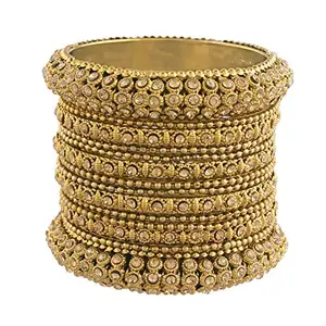 I Jewels Gold Plated Bangles set for Women (Gold)