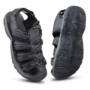 FUEL Soldier-14 Men’s Fisherman Sandals – Comfortable, Breathable & Flexible Outdoor Sandals with Protective Toe, Anti-Skid Sole – Stylish Casual Beach & Sports Footwear (Black)
