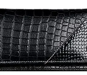 Delfin Genuine Leather | Leather Ladies Wallet (Black)