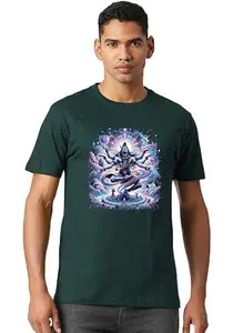 Wear Your Opinion Mens Cotton Round Neck Printed T-Shirt (Design: Shiv Tandav,BottleGreen,XXX-Large)